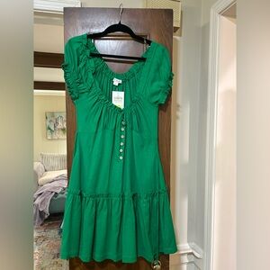 HYFVE Vibrant Green Buttoned Mini Dress